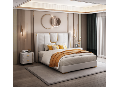 Podwójne łóżko hotelowe Sypialnia Łóżko Podkładka Design Luxury Meble Metal