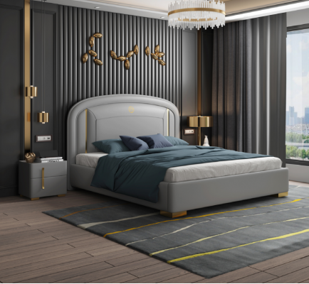 Podwójne łóżko Łóżko Drewno Design Luxury Meble Łóżko tapicerowane design bed bed