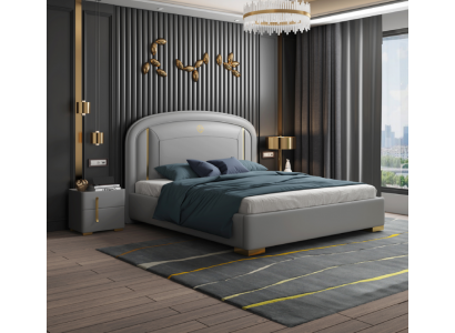Podwójne łóżko Łóżko Drewno Design Luxury Meble Łóżko tapicerowane design bed bed