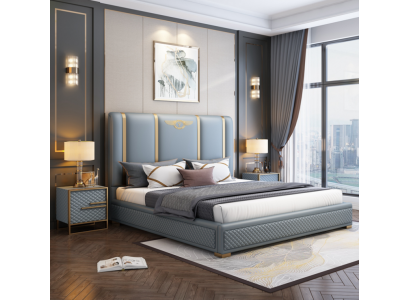 Podwójne łóżko Luksusowe ramy łóżek z drewna Rama łóżka Meble Design Modern
