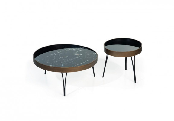 Designerski stolik kawowy Modern Set Luxury 2x stoły Okrągłe Stoliki boczne 2-częściowe