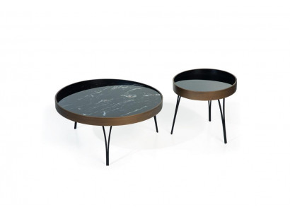 Designerski stolik kawowy Modern Set Luxury 2x stoły Okrągłe Stoliki boczne 2-częściowe