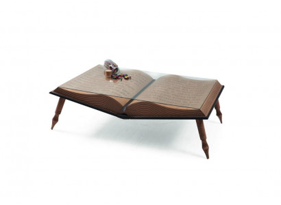 Designerski stolik kawowy salon brązowa książka luksusowe meble 126x80cm