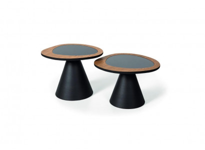 Designerski stolik kawowy Zestaw 2x Tabela Living Room Style Czarny 2-częściowy.