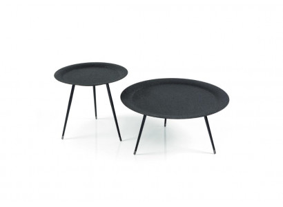 Designerski stolik kawowy Zestaw 2x Salon Stal nierdzewna Black Modern Luxury