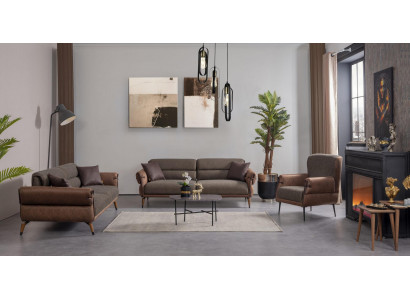 Meble tapicerowane Włókienniczy komplet do salonu Sofa 3-osobowa dwuosobowa Fotel nowe umeblowanie