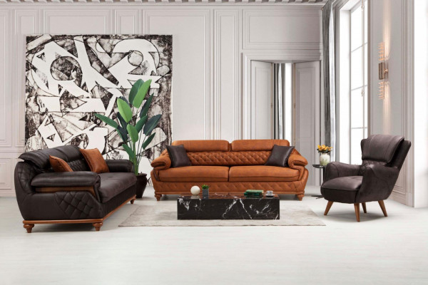 Salon kompletny 3-częściowy nowoczesny 2x sofa trzyosobowa kanapa luksusowy fotel nowy