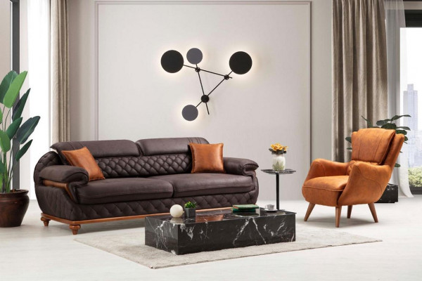 Salon kompletny 3-częściowy nowoczesny 2x sofa trzyosobowa kanapa luksusowy fotel nowy