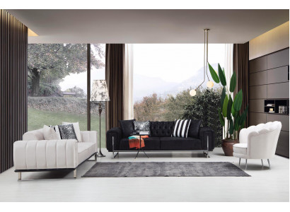 Zestaw do salonu 2x sofa trzyosobowa Chesterfield Couch Design Fotel Luxus Meble