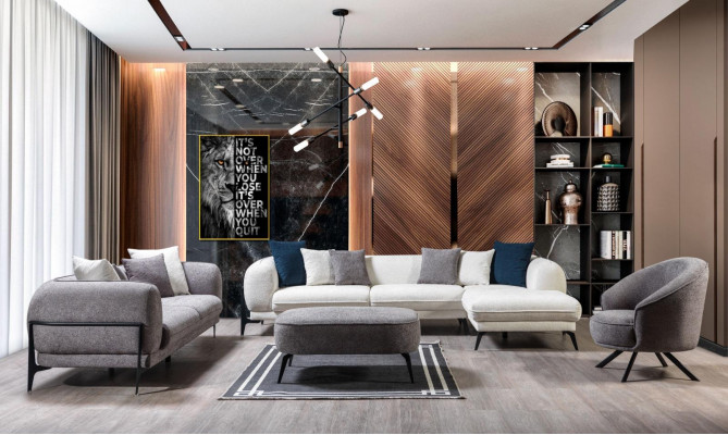 Zestaw do salonu Sofa 3-częściowa Sofa w kształcie litery L kanapa Sofy tapicerowane trzyosobowe Fotel Nowość