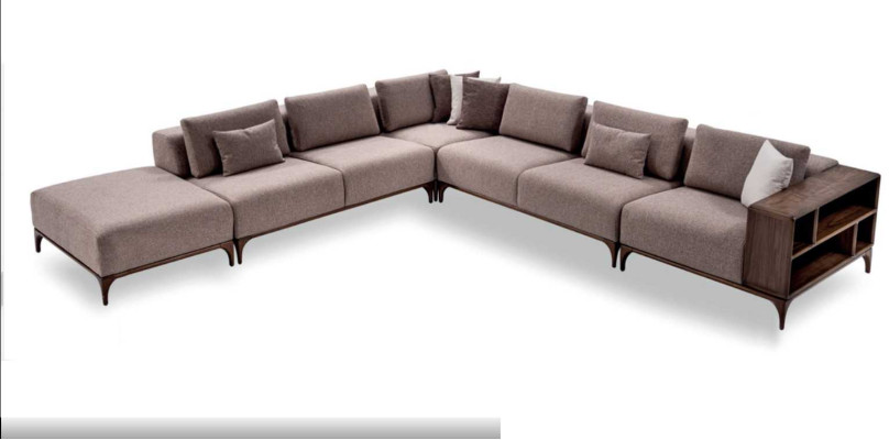 Luksusowy 2-częściowy zestaw do salonu Narożnikowa kanapa w kształcie litery L z stolikiem kawowym Nowoczesny design