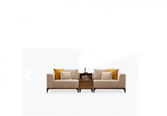 Luksusowa Sofa do Salonu Nowoczesny Design Drewno z Tekstyliami Dwuosobowa
