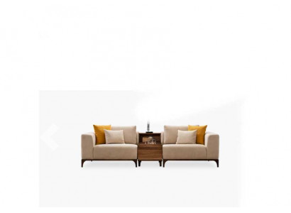 Luksusowa Sofa do Salonu Nowoczesny Design Drewno z Tekstyliami Dwuosobowa