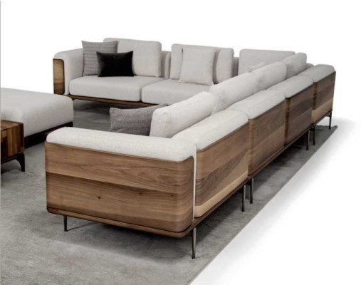 Pokój dzienny Narożnikowa kanapa Drewno Modern z Luxury Design Zestaw narożny
