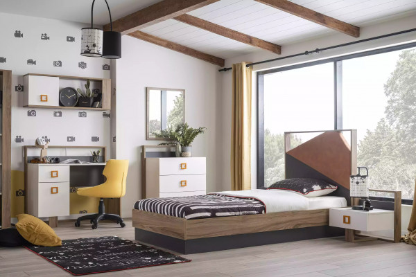 żłobek Ustawić łóżko składane meble dziecięce Łóżko Drewno szare zestaw 6 sztuk