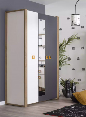 Sypialnia Ustawić łóżko żłobek Designerski zestaw Szary 5-częściowy Drewno