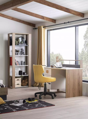 Biurko Dziecięce Biurko Półka na książkę Drewno Brązowy Zestaw 3-częściowy Fotel