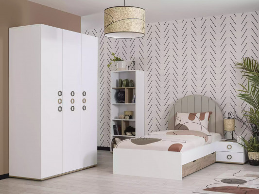 Design żłobek Komplete Łóżko meble dziecięce Drewno Biały komplet 4 szt. Nowe