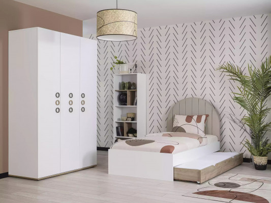 Design żłobek Komplete Łóżko meble dziecięce Drewno Biały komplet 4 szt. Nowe