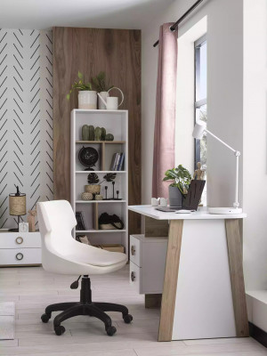 Ustawić Biurko żłobek Zestaw 2 szt. Półka Komputer Drewno Biały