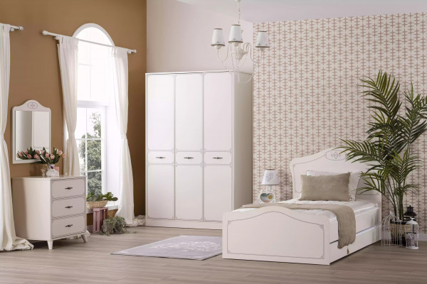 Kredens Szafa Drewno Komody Sypialnia Design Biały Luxus