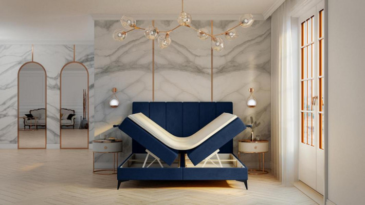 Nowoczesne łóżko Sypialnia designerskie Podwójne łóżko skrzyniowe Łóżko tapicerowane