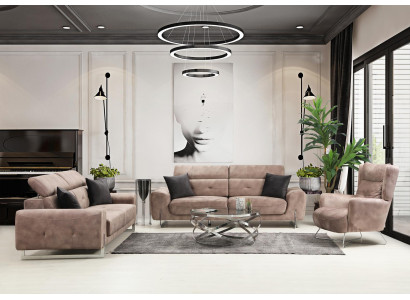 Zestaw sofowy Zestaw sof trzyosobowych do salonu Fotel Modern Design Włókienniczy