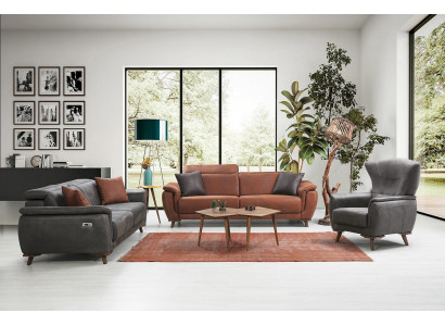 Zestaw sofowy 3-częściowy salon trzyosobowa sofa kanapa nowoczesny fotel luksusowy