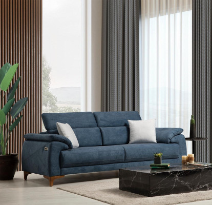 Sofa Kanapa Salon Nowoczesne Meble Trzyosobowa Niebieska Sofa Tapicerowana
