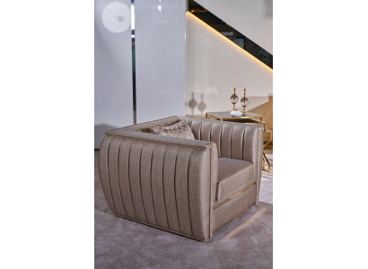 Fotel Design Salon Podkładka Drewno Modern Luxury New Kolor beżowy