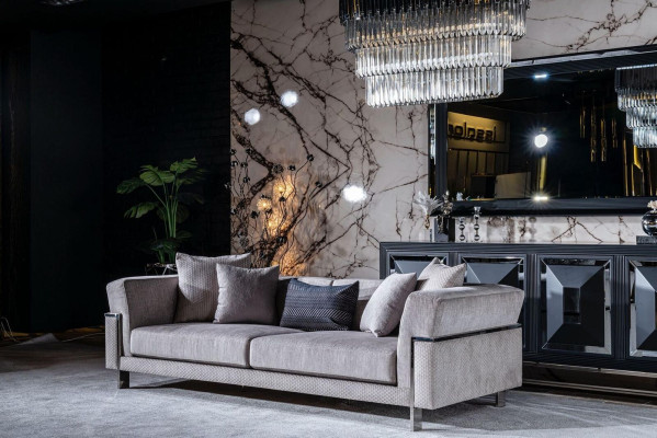 Kredens Lustro salon szary Kredens Drewno Metal Style Modern Szafa