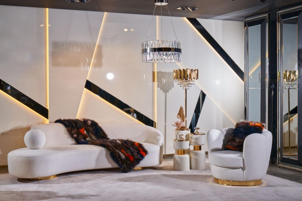 Luksusowa Sofa Biały Zestaw sofowy Fotel 3+1 miejsce siedzące Material Design Sofas Grupa