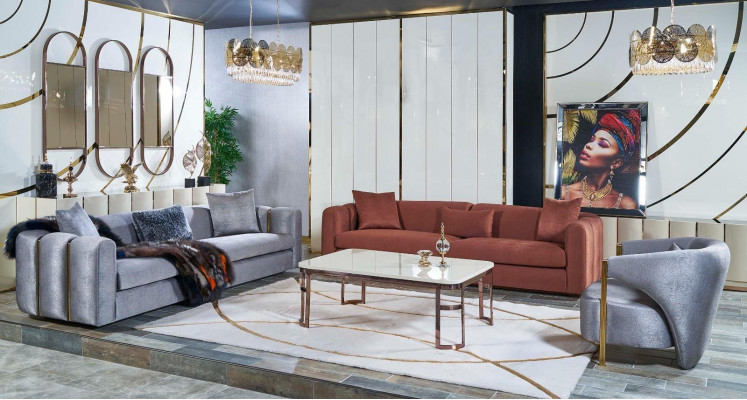 Zestaw sofowy 3+3+1 Siedziba stolik kawowy Zestaw Sofa Podkładka Kanapa 4-częściowa. ustawić