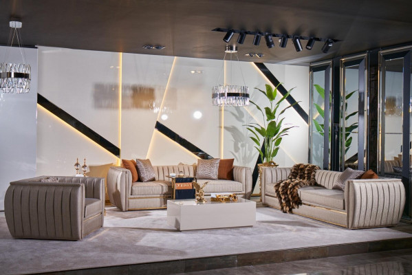 Luksusowy Zestaw Beżowy Zestaw sofowy 3+3+1 miejsce do siedzenia stolik kawowy Sofa Fotel Sofy 5szt