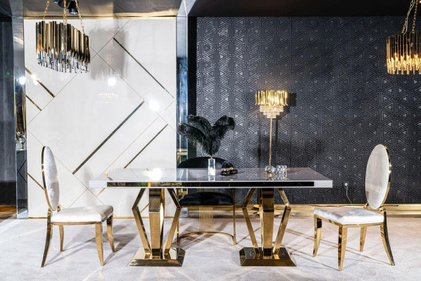 Zestaw jadalnia Tabela 4xKrzesła Kredens Lustro 7-częściowy Stół obiadowy Ustawić Tabela