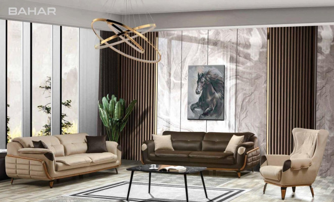 Sofa Meble do Salonu Sofy Trzyosobowe Klasyczna Kanapa Materiałowa Luksus