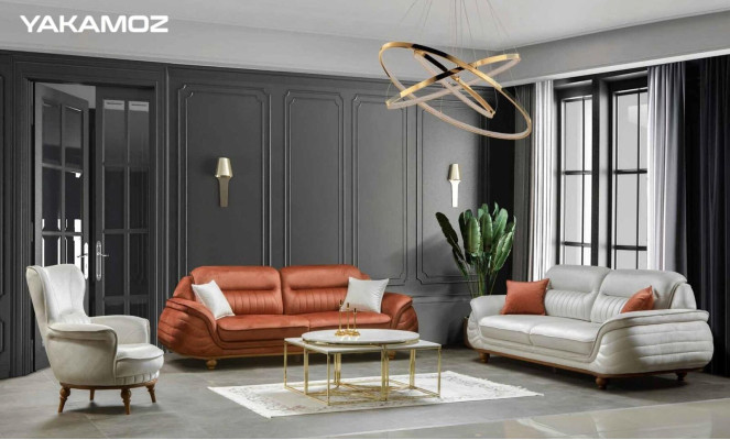 Sofa 3 miejsce do siedzenia + Fotel Sofa do salonu Sofy Fotel Materiał Meble Luxury