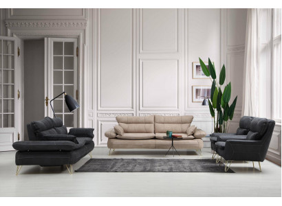 Zestaw sofowy 3+3+1+1 miejsce do siedzenia Ustawić Czarny Sofa Fotel Zestaw Sof 4szt