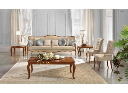 Zestaw sofowy 6 sztuk. Klasyczne Meble Sofa Fotel Boczny Stolik kawowy Drewno