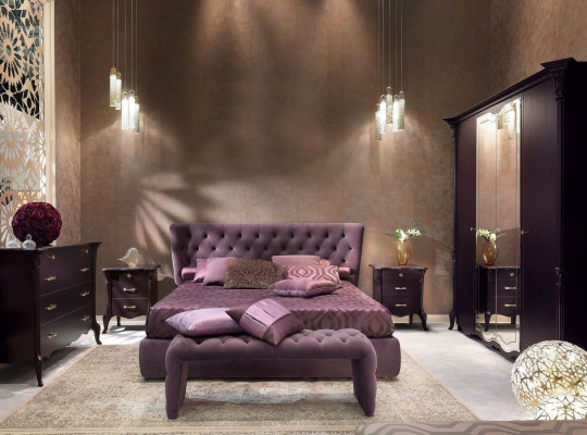 Łóżko Podkładka Design Luxury Double Hotel bed Sleep Pokój Luxury Purple