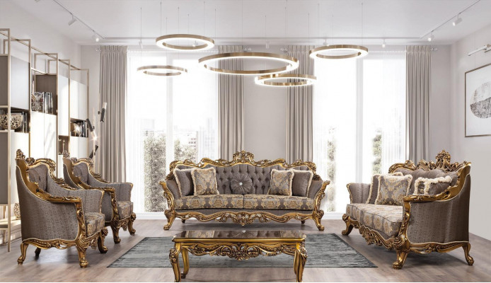 Luksusowy Zestaw sofowy Klasyczna Sofa Podkładka Meble Komplet 5-częściowy