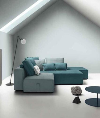 Designerska sofa kanapa Narożnik Stołek tapicerowana do salonu w kształcie litery L nowoczesna alfitalia