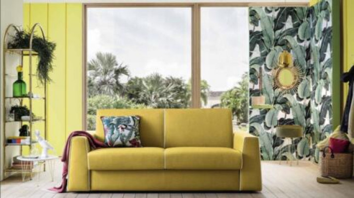 Design Pokój Dzienny Żółta Sofa 3 miejsce do siedzenia Alfitalia Materiał Couch Sofa Podkładka Sofy