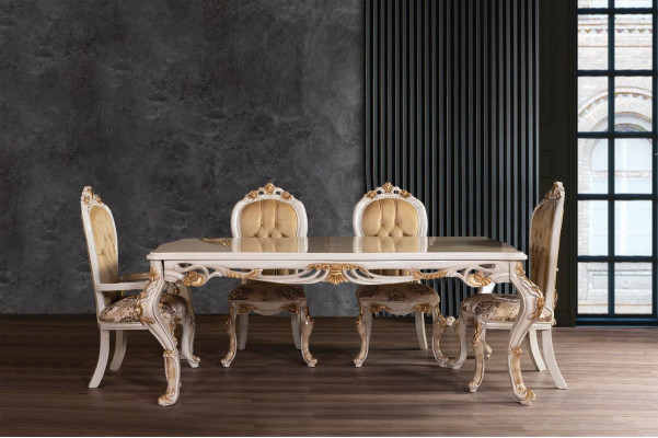Beżowy Klasyczny Projektant Mebli Do Jadalni Stół obiadowy z Krzesłami Sofa Chesterfield