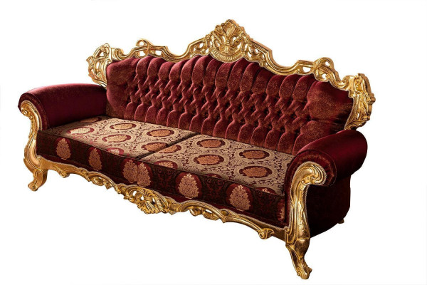 Luksusowa kanapa trzyosobowa Podkładka Meble Aksamit Baroque Czerwony 3 Siedziba Sofa Nowość