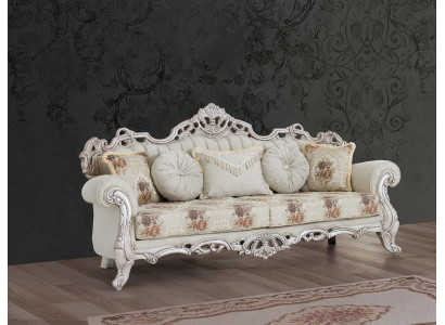 Luksusowa trzyosobowa kanapa Podkładka Meble Aksamit Baroque Rokoko 3 Siedziba Sofa