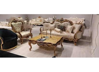 Klasyczna sofa do salonu Podkładka Kanapa 3-częściowa. 3+1 + stolik kawowy dla Twojego domu