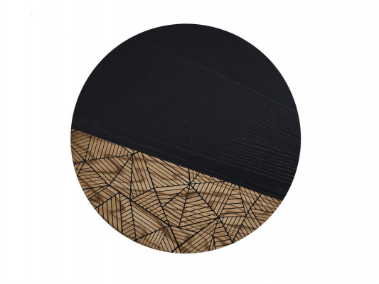 Side Okrągły Tabela stolik kawowy Design Drewno Czarny Salon Tabela