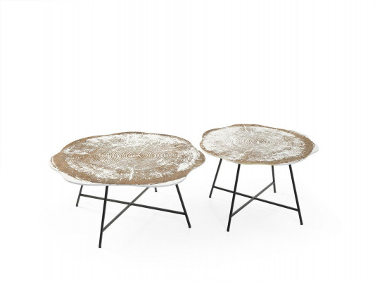 Stoliki do kawy Zestaw 2 Stolików do kawy Stoły Designerskie Okrągłe 2-częściowe stoliki kawowe