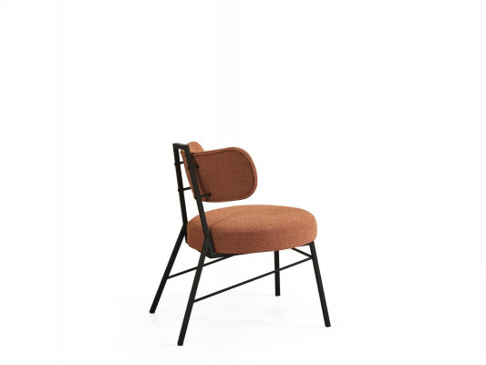 Nowoczesne okrągłe krzesło wykonane z naturalnych materiałów z tekstylną tapicerką